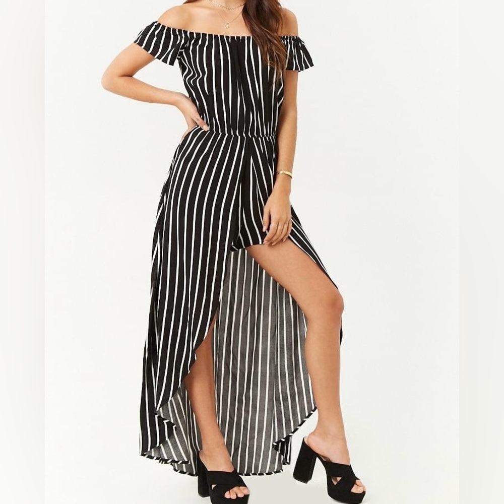 Ambiance Black and White High Low Dress/Romper